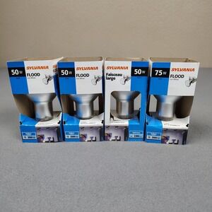 Sylvania Flood Light Bulbs 50W 75W Indoor Diffused Light Lot Of 4 New 120V